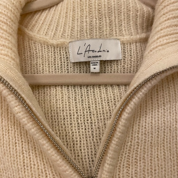 L’Academie Oliver Zip Up Sweater in white - Picture 3 of 4